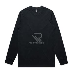 T-shirt pour homme en coton lourd de 300 g, col rond, manches longues, blanc, 100 % coton de haute qualité, en stock, prêt à être expédié - Product Image 5