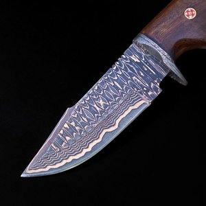 Couteau Bowie artisanal en cuivre damas, manche en bois de rose de 11 pouces avec mosaïque - Product Image 6