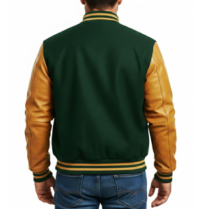 เสื้อแจ็คเก็ตเบสบอลแบบวินเทจสำหรับผู้ชาย  แบบเรียบๆ ไม่มีลาย  ราคาขายส่ง  รับสกรีนโลโก้ตามสั่ง - Product Image 2