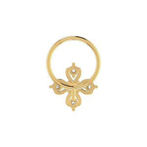 SOLITAIREKART 14K Gold Fine Piercing Jewelry 0.05ct Floral Majesty Natural Diamond Nose Pin - Product Image 5