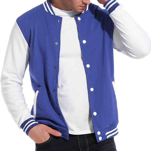 Veste universitaire bleue et blanche pour homme, vêtement d'extérieur décontracté en polaire, coupe classique, col rabattable, fermeture à boutons, vêtement d'hiver respirant - Product Image 4