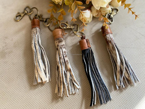New Real Handmade Genuine Hair on Hide Fur Leather Cute Charming <b>Tassel</b> Shape Keyrings Western Style <b>Tassel</b> Shape Modern <b>Key</b> Fob - Product Image 2