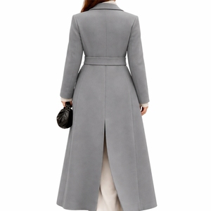 Abrigo Largo Cruzado para Mujer, Elegante, de Invierno, Mezcla de Lana, Estilo Simple y Lujoso, Calidad de Exportación - Product Image 3