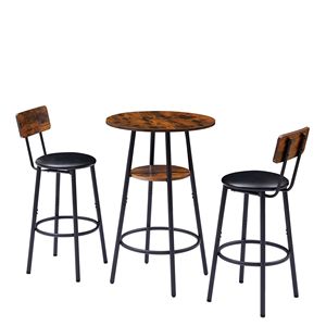 Set di sgabelli da bar imbottiti in stile rustico marrone con ripiano 23,62 x 23,62 x 35,43 pollici - Product Image 1