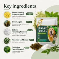 Poudre dentaire en gros pour chiens et chats, à base d'algues, pour l'hygiène buccale, contrôle du tartre, supplément en poudre, OEM ODM, approvisionnement en vrac