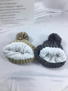 Unisex Knitted Beanie <b>Hat</b> Cable Knit Pom Pom Striped Cuff Winter <b>Warm</b> Cap Casual Style for Adults - Product Image 4