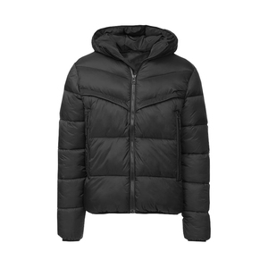 Veste d'hiver décontractée pour homme, noire, à capuche, rembourrée de duvet, coupe-vent, courte, coupe ajustée, fermeture éclair - Product Image 3