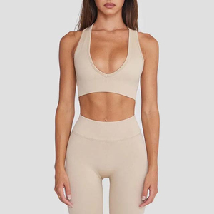 Breathable Yoga Sports <b>Bra</b> Set Removable Pads Spandex/Nylon Material Front Logo Plus Hot Selling Custom Size Women High Support - Product Image 6