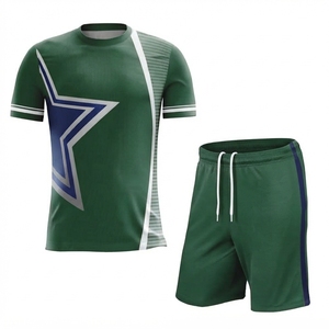 Conjunto de Uniforme de Fútbol Verde Personalizado, Impresión por Transferencia de Calor, Cuello Redondo, Manga Corta, Absorbe la Humedad, 100% Poliéster, Ropa Deportiva Unisex - Product Image 1