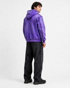 Sweat à capuche pour homme en coton 100% tricoté, avec logo personnalisé, effet délavé, haute qualité, style tendance, vente directe d'usine - Product Image 3