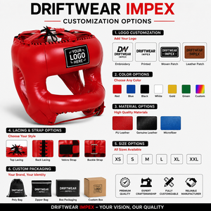 Casque de boxe - Protection de tête professionnelle pour le sparring et l'entraînement - Fermeture à lacets réglable - Rouge - S/M/L/XL - Product Image 5