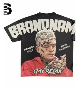 เสื้อยืดฟลีซผู้ชายทรงโอเวอร์ไซส์ พิมพ์ลายด้านหน้า ผ้าฝ้ายคุณภาพสูง 100% ระบายอากาศได้ดี แห้งเร็ว เป็นมิตรกับสิ่งแวดล้อม สไตล์สตรีทแวร์ - Product Image 1