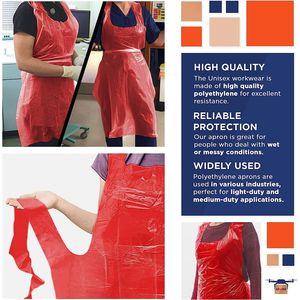 28\" X 46\" Pack 500 Unisex Polyethylene <b>Aprons</b> 1 Mil Disposable <b>Plastic</b> Workwear Industrial Uniforms for Men Women for Hair - Product Image 3