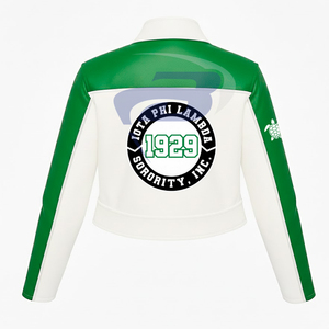 Chaqueta de Cuero PU de la Hermandad Iota Phi Lambda, Chaqueta de Carreras de Alta Calidad, Corte Ajustado, Personalizable con Cualquier Logotipo - Product Image 3