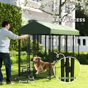 Cuccia per Cani da Esterno con Ciotole Girevoli, Box Impermeabile per Animali Domestici 8 X 4 X 6 Verde - Cucce e Mobili per Animali - Product Image 5