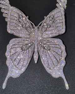 Colgante de mariposa personalizado con moissanita y diamantes incoloros en plata 925, estilo hip hop, a bajo precio. - Product Image 3
