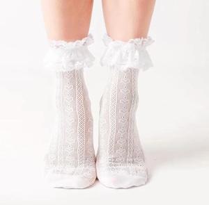 Chaussettes courtes en dentelle blanche, tricotées, unies, respirantes, en coton, pour homme, usage quotidien, été, fines, imprimées en sérigraphie - Product Image 1