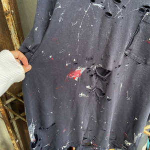 Camiseta de algodón grueso estilo streetwear, vintage, lavada, para serigrafía, para hombre, de corte holgado, corta, oversize y desgastada - Product Image 1