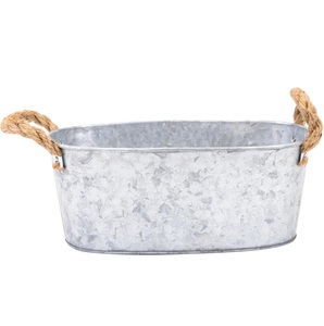 Maceta de Metal Galvanizado de Forma Ovalada de Moda para Jardín, Hogar, Patio, Macetas y Jardineras para Exteriores con Asa de Cuerda - Product Image 6