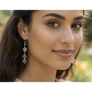Pendientes Colgantes de Plata de Ley 925 con Amatista Verde Serenity (Prasiolita), Joyería de Moda Hecha a Mano, Venta al Por Mayor - Product Image 2