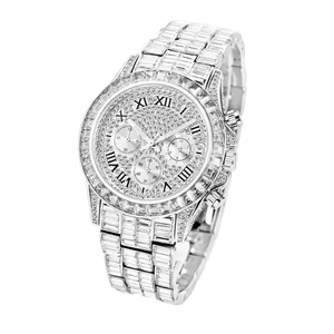 Montre analogique à quartz de luxe pour homme avec bracelet en acier inoxydable de 5 mm, entièrement sertie de diamants Moissanite, style Hip Hop, couronne en verre - Product Image 4