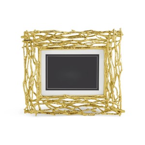 Handmade Brass Rectangular Photo <b>Frame</b> <b>With</b> Twig Design Tabletop Display Gold Finish Metal Picture <b>Frame</b> - Product Image 1