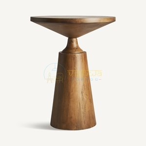 Mango Wood Round Side <b>Table</b> Sculptural Pedestal Base Modern Accent <b>Table</b> Living Room <b>Sofa</b> <b>End</b> <b>Table</b> Contemporary Home Furniture - Product Image 3