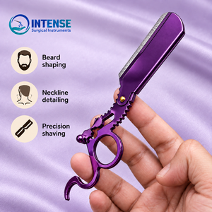 Custom Logo Barber <b>Straight</b> <b>Razor</b> Scissor Handle Shaving <b>Razor</b> with 4 Free Replacement <b>Blades</b> - Product Image 4