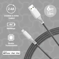 Cable USB-A de 60W con Certificación MFi, Trenzado para Carga Rápida, Carcasa de PVC para Banco de Energía, Computadora y Dispositivos iOS