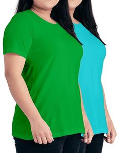 Camiseta de Algodón para Mujer, Corte Regular, Secado Rápido, Ligera, Transpirable, Lisa, Teñida, para Verano - Product Image 1