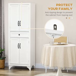 Armadio dispensa da cucina bianco a 4 ante da 170 cm con ripiani regolabili e cassetto - Product Image 6