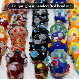 EXCEL EXPORTS Cuentas de vidrio decorativas de varios estilos, hechas a mano, tira de 8 pulgadas |   Cuentas Artísticas Hechas a Mano para Joyería y Manualidades DIY - Product Image 2