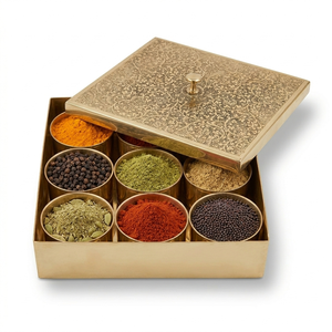 Antique Finish Brass Decorative Storage <b>Box</b> With Mandala Pattern Round Handmade Jewelry Case For Home And Office Decor - Product Image 2