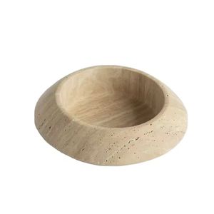 Nouveauté : Bol en pierre de travertin beige, plat décoratif pour servir, présenter et décorer élégamment votre maison - Product Image 1