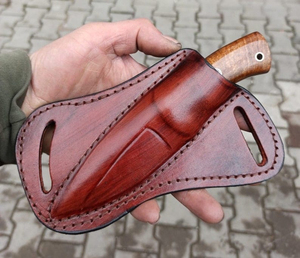 มีดสกินเนอร์เหล็กดามัสกัสคุณภาพพรีเมียมขนาด 8 นิ้ว แบบ DIY ด้ามเต็มทรงดรอปพอยต์ ตรง ผลิตตามสั่ง (OEM) ด้ามจับทำจากหนังและไม้มะกอก - Product Image 3