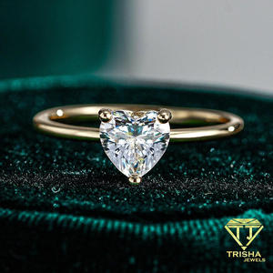 Anillo de compromiso de moissanita con corte de corazón, anillo nupcial solitario en tono dorado, joyería romántica para boda, regalo clásico y elegante para mujer - Product Image 3