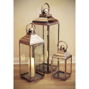 Ensemble de deux lanternes suspendues en métal et verre, finition argentée, pour la décoration de la maison, éclairage du Ramadan, lanternes de festival - Product Image 4