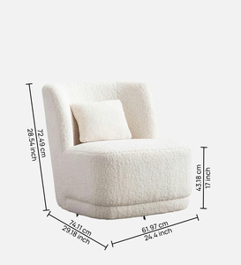 Luxury Cream Boucle Lounge Chair Modern Accent Armchair Upholstered Soft Comfortable Living Room Bedroom Hotel Furniture - Product Image 3