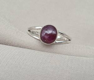 Anillo de rubí natural, plata de ley 925, rubí ovalado cabujón, joyería hecha a mano, talla 7US - Product Image 5