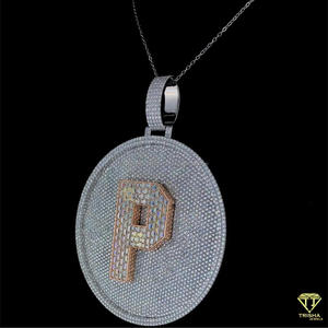 Real Moissanite Diamond Letter P Pendant in 925 Sterling Silver Custom Streetwear Rapper Jewelry Necklace for Men - Product Image 4
