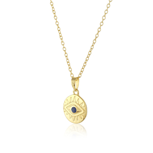 Collar Nazar |   Colgante de Plata de Ley 925 con Medallón de Lapislázuli en Forma de Ojo - Product Image 2
