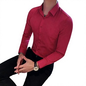 Chemise habillée noire en satin pour homme, manches longues, col rabattu, formelle, infroissable, couleur unie - Product Image 4