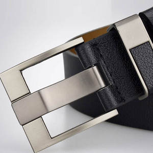 Ceinture en cuir véritable KIVOTECH personnalisable, cuir de vache noir, boucle rectangulaire en acier, style formel, ceinture pour homme durable - Product Image 6