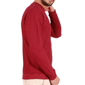 Pull en tricot à col rond rouge pour homme, manches longues, décontracté, pour l'automne, coupe classique, couleur unie, respirant - Product Image 4
