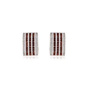 Handmade Stunning 925 <b>Sterling</b> <b>Silver</b> Natural Garnet & Diamond Statement Earrings For Women's Party Wear Jewelry - Product Image 1