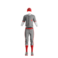 Ensemble d'uniformes de baseball personnalisés Index, gris et rouge, sublimés, anti-humidité, vêtements pour hommes, toutes saisons