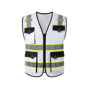 Chaleco de Seguridad de Alta Visibilidad Rosa para Hombre, Malla Reflectante Transpirable, Ropa de Trabajo con Múltiples Bolsillos, Cierre de Cremallera, para Verano y Actividades al Aire Libre - Product Image 2