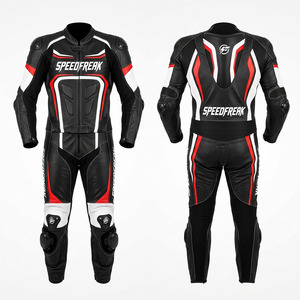 ชุดแข่งรถมอเตอร์ไซค์หนังแท้ SpeedFreak สำหรับผู้ชาย สีแดง ขาว ดำ แบบชิ้นเดียว กันลม ใช้ได้ทุกฤดู - Product Image 3