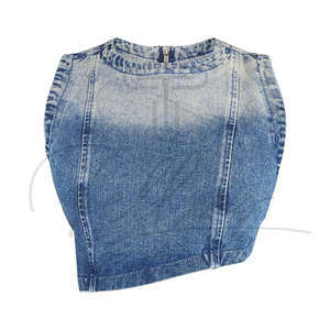 เสื้อครอปเดนิมขายดีที่สุดปี 2025 ราคาสมเหตุสมผล ออกแบบโลโก้ได้ตามต้องการ เสื้อผู้หญิงระบายอากาศได้ดี ราคาถูก - Product Image 4