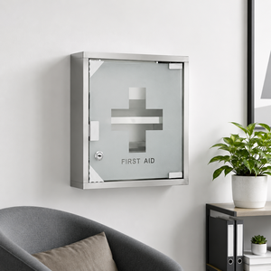 Modern Stainless Steel Workshop <b>Wall</b>-Mounted Medicine <b>Cabinet</b> Emergency First Aid Kit Medical Box Storage Eco-Friendly Key Lock - Product Image 2